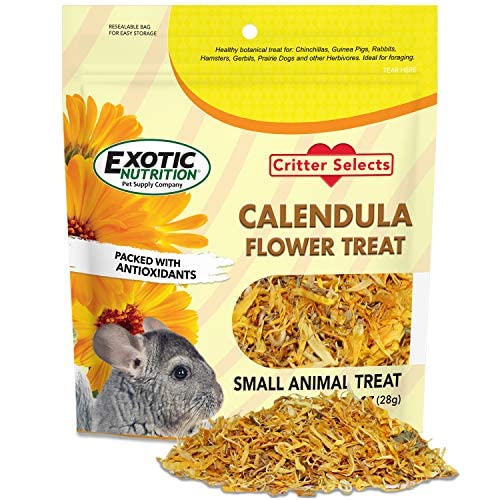 Exotic Nutrition Calendula – boîte de fleurs séchées friandise riche en fibres pour petits herbivores.