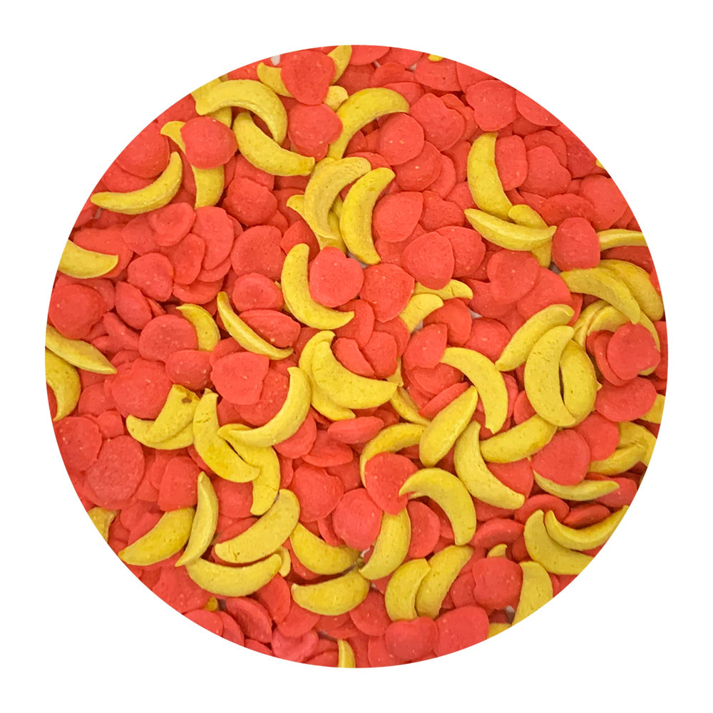 Exotic Nutrition Crunchez pommes et bananes, collation ludique intégrée dans un jouet.