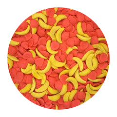 Exotic Nutrition Crunchez pommes et bananes, collation ludique intégrée dans un jouet.