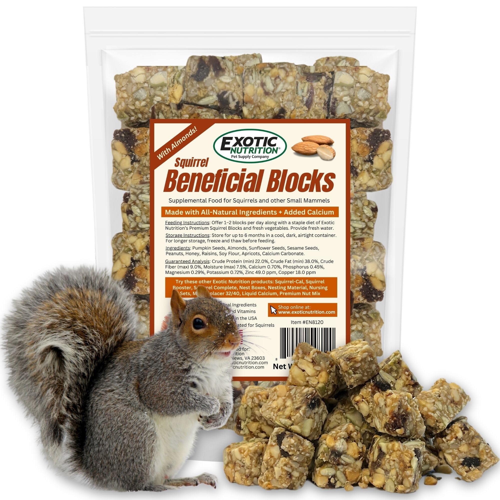 Bloc bénéfique Exotic Nutrition pour écureuil: stimule l'appétit et apporte diversité.