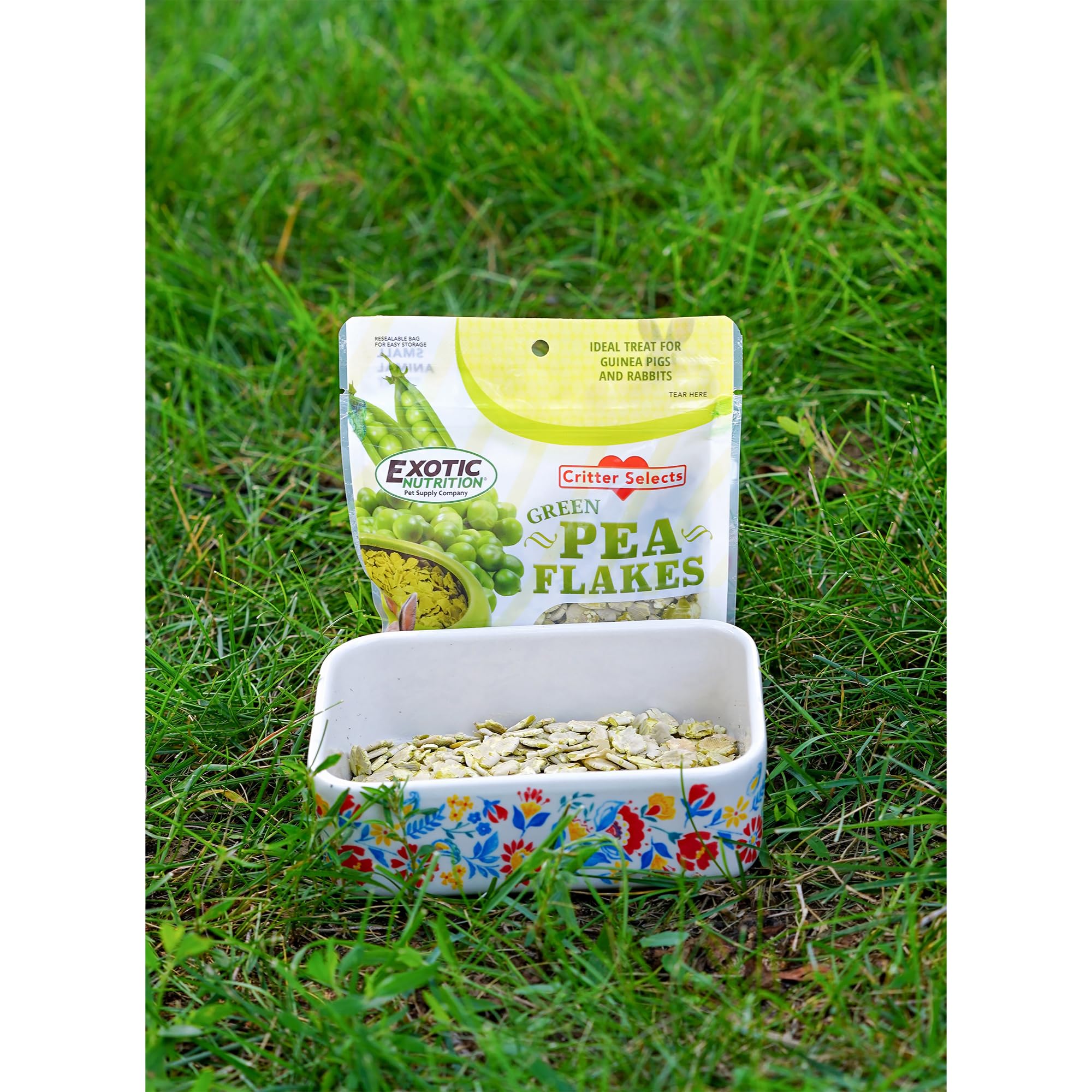 Conservation à température ambiante des flocons pois verts Exotic Nutrition.