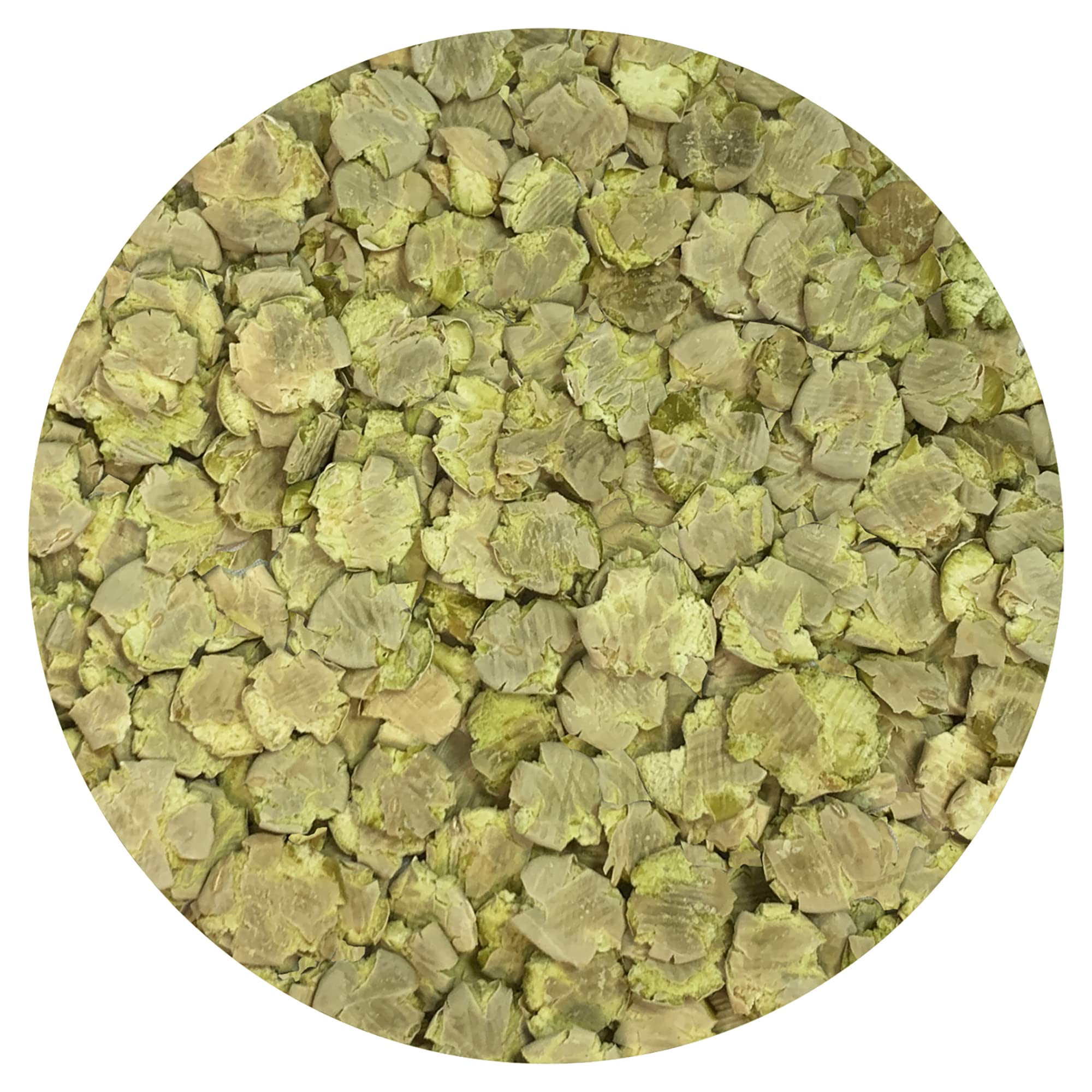 Exotic Nutrition flocons-pois-verts-ingredients, close-up: ingrédients simples pour un complément nutritif quotidien.