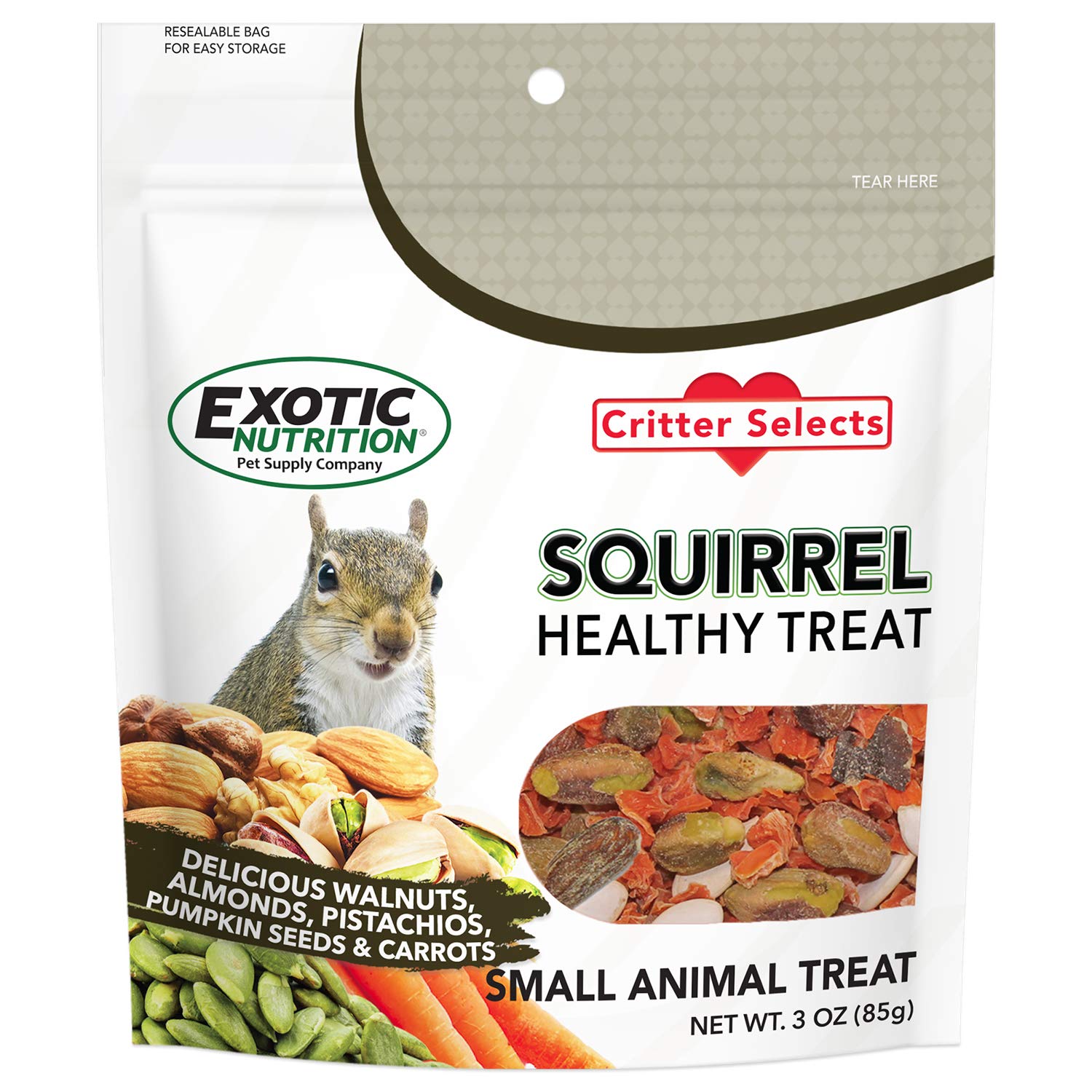 Friandise Exotic Nutrition en emballage prête à offrir, idéale pour récompenser votre écureuil