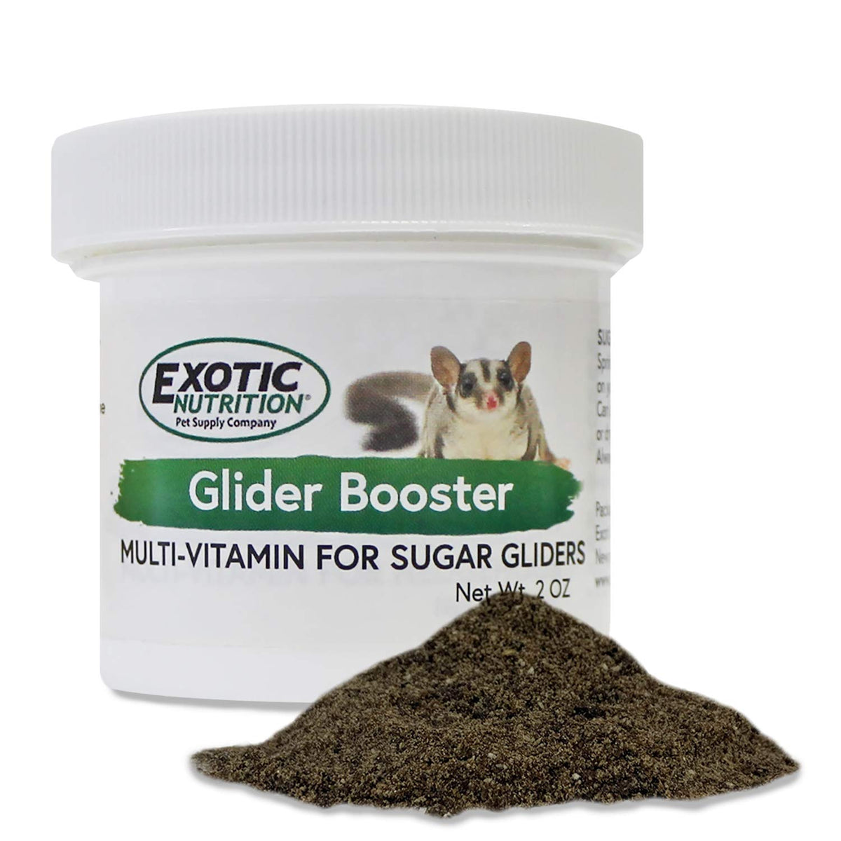 Glider Booster Exotic Nutrition dans son flacon, soutien nutritionnel quotidien pour votre petit marsupial.