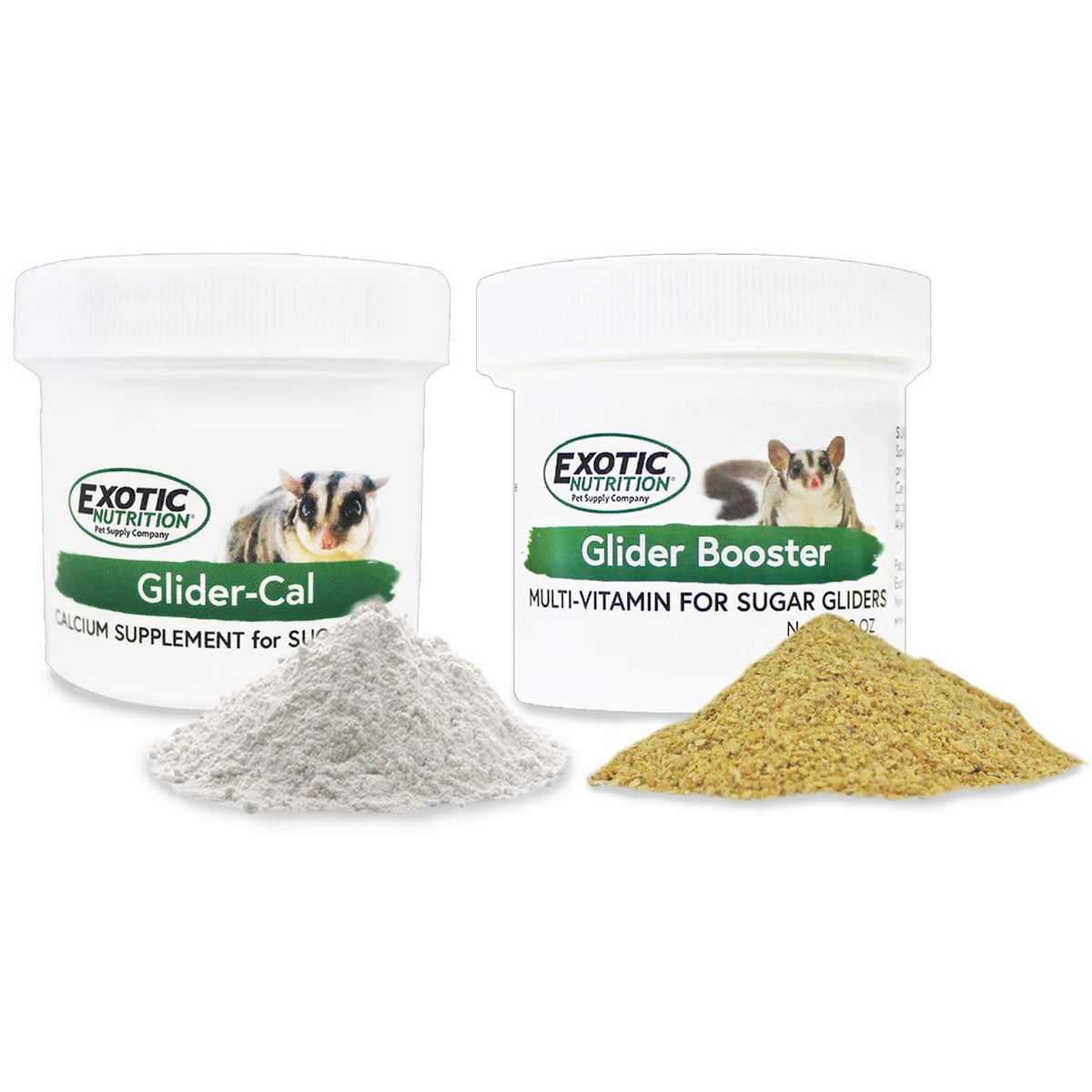 Exotic Nutrition Glider Booster, flacon poudre, soutient l’apport vitaminique pour les marsupiaux volants.