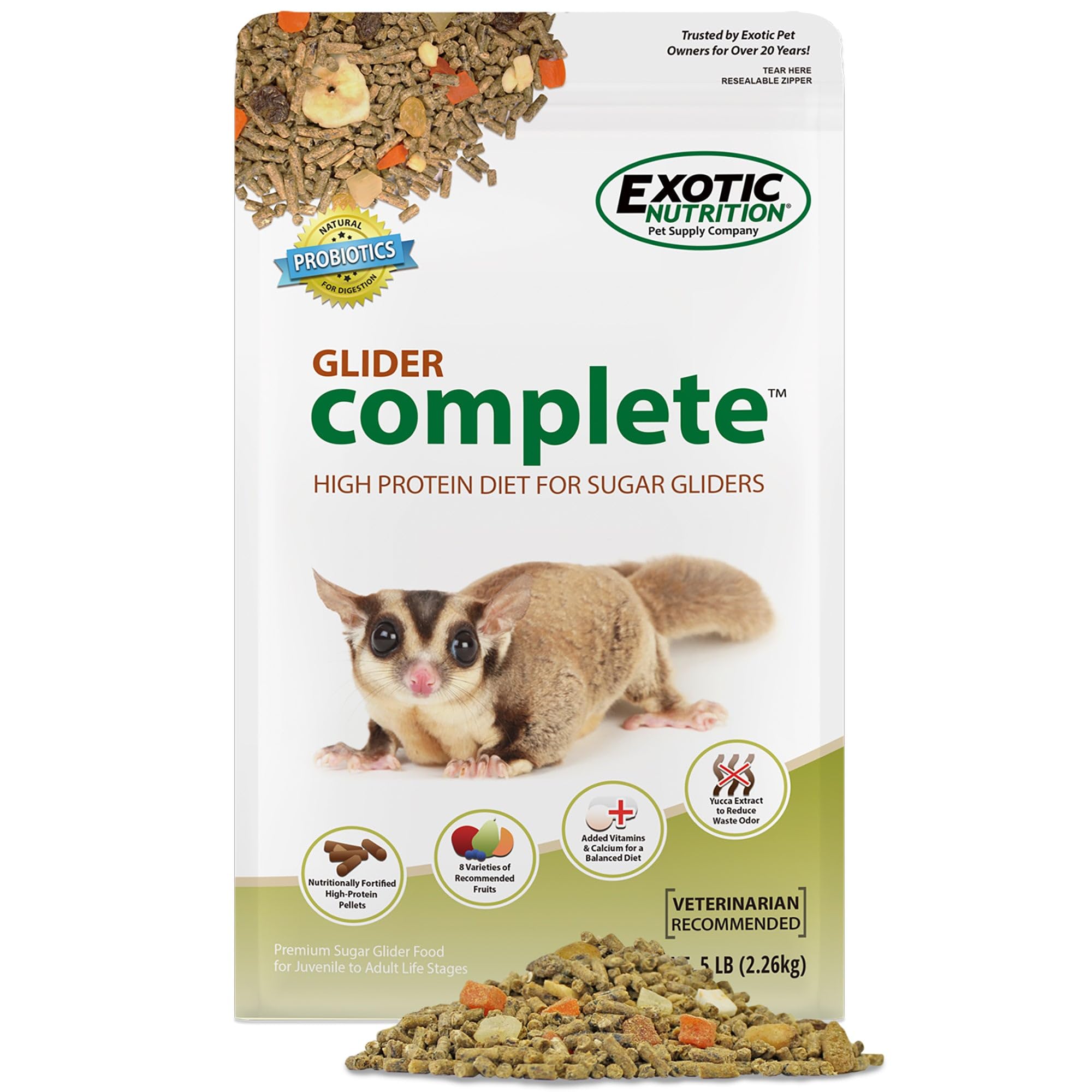 Exotic Nutrition Glider Complete – pellets-proteine-elevée soutiennent la croissance du sugar glider.