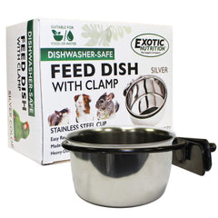 Exotic Nutrition gobelet acier inox avec support et montage sur cage.