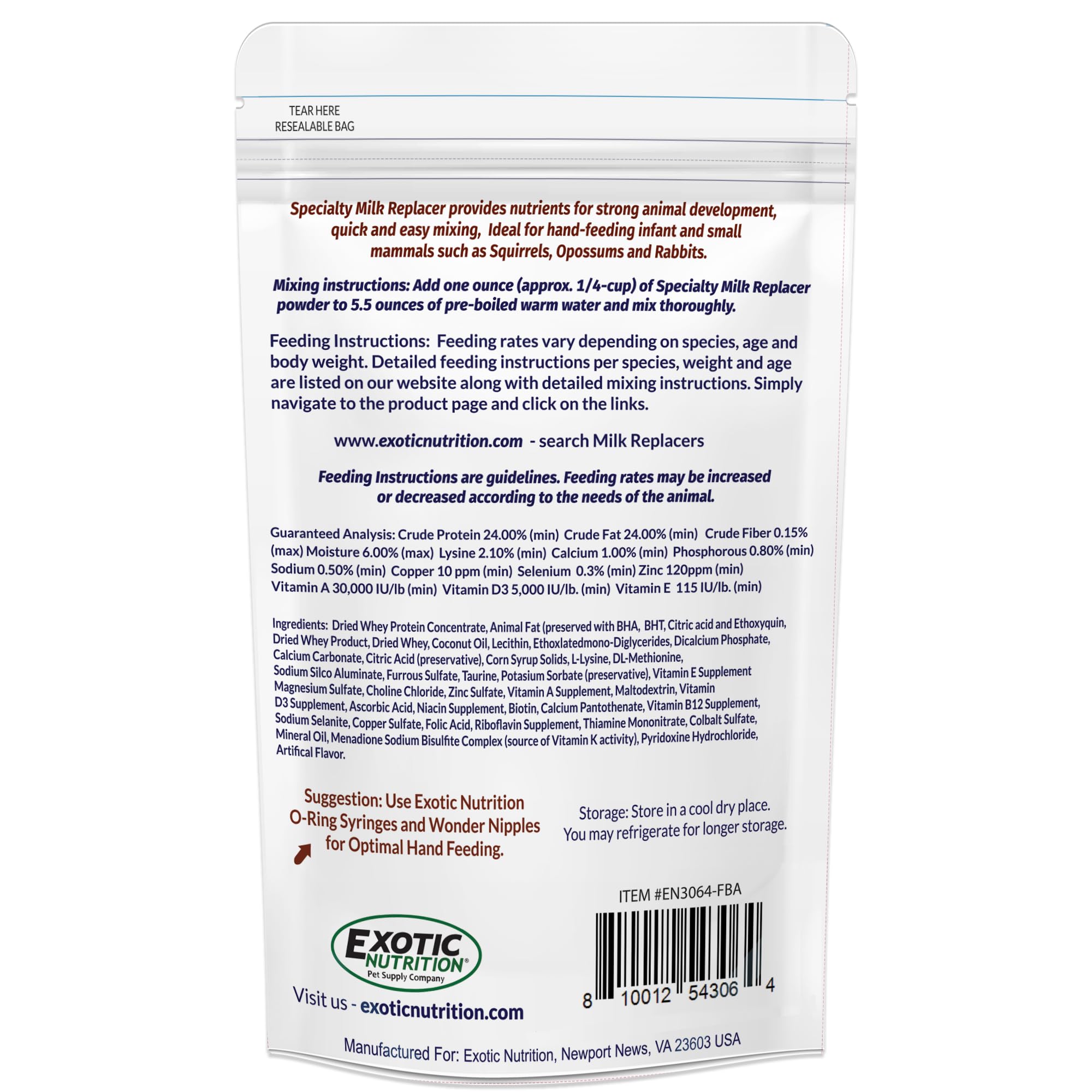 Utilisation quotidienne Exotic Nutrition – soutien nutritionnel lors du sevrage