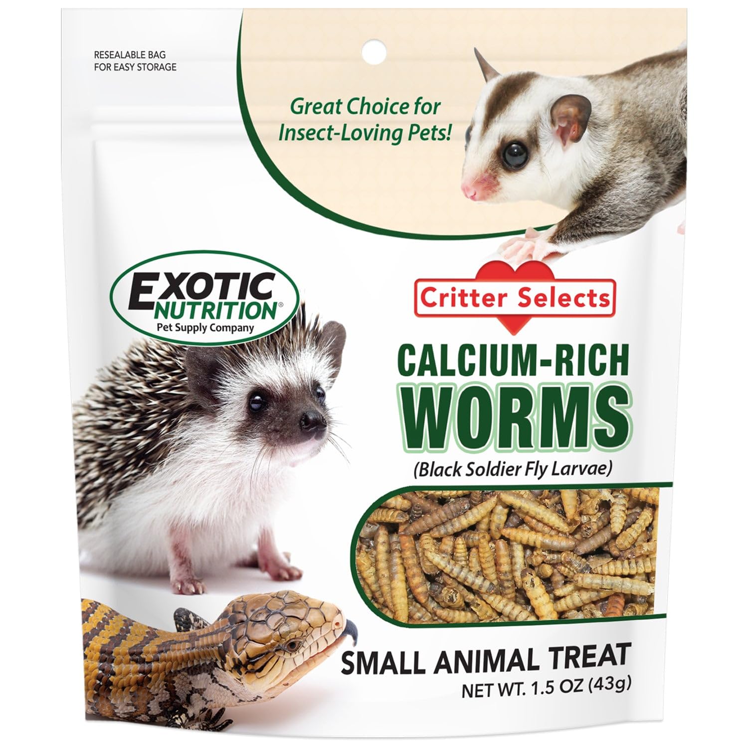 Exotic Nutrition larves séchées en sachet, format pratique pour l’alimentation quotidienne.