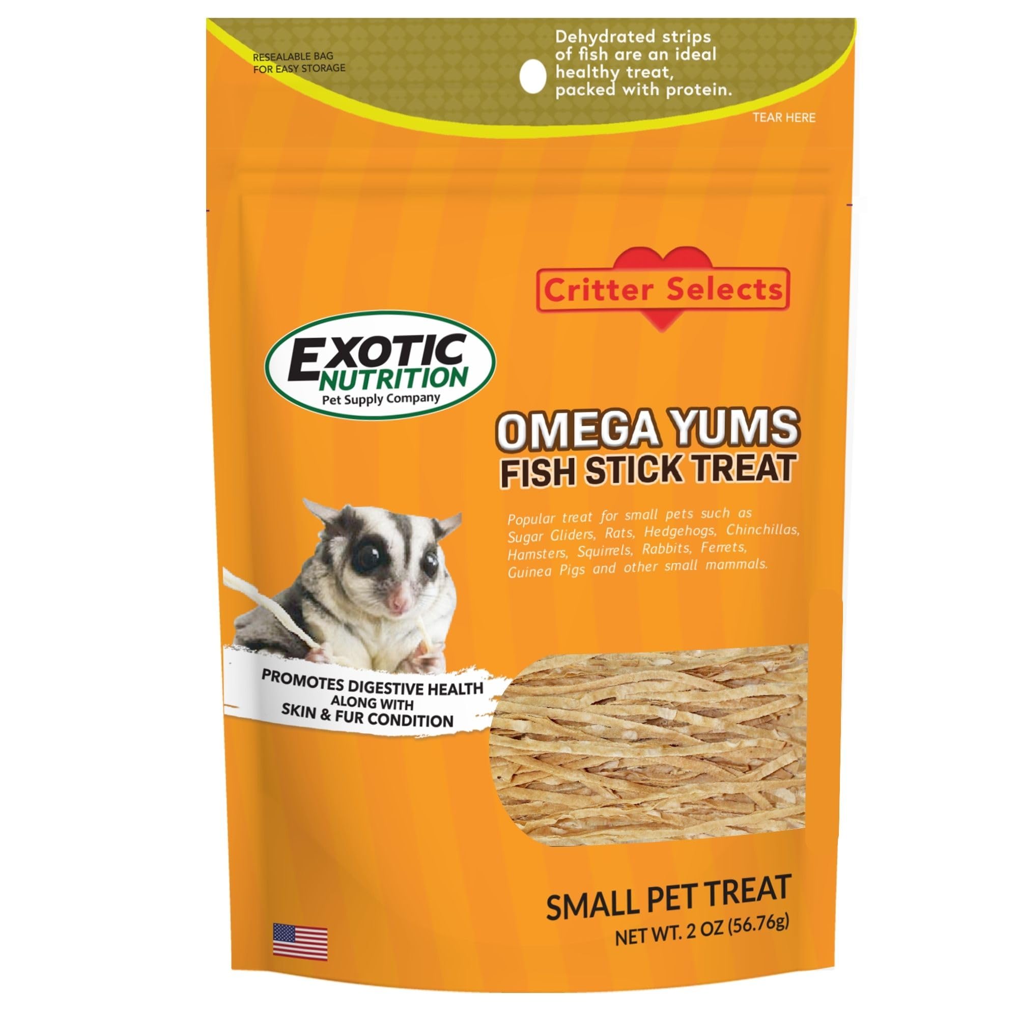 Omega YUMS bâtonnet poisson, friandise nutritive prête à offrir.