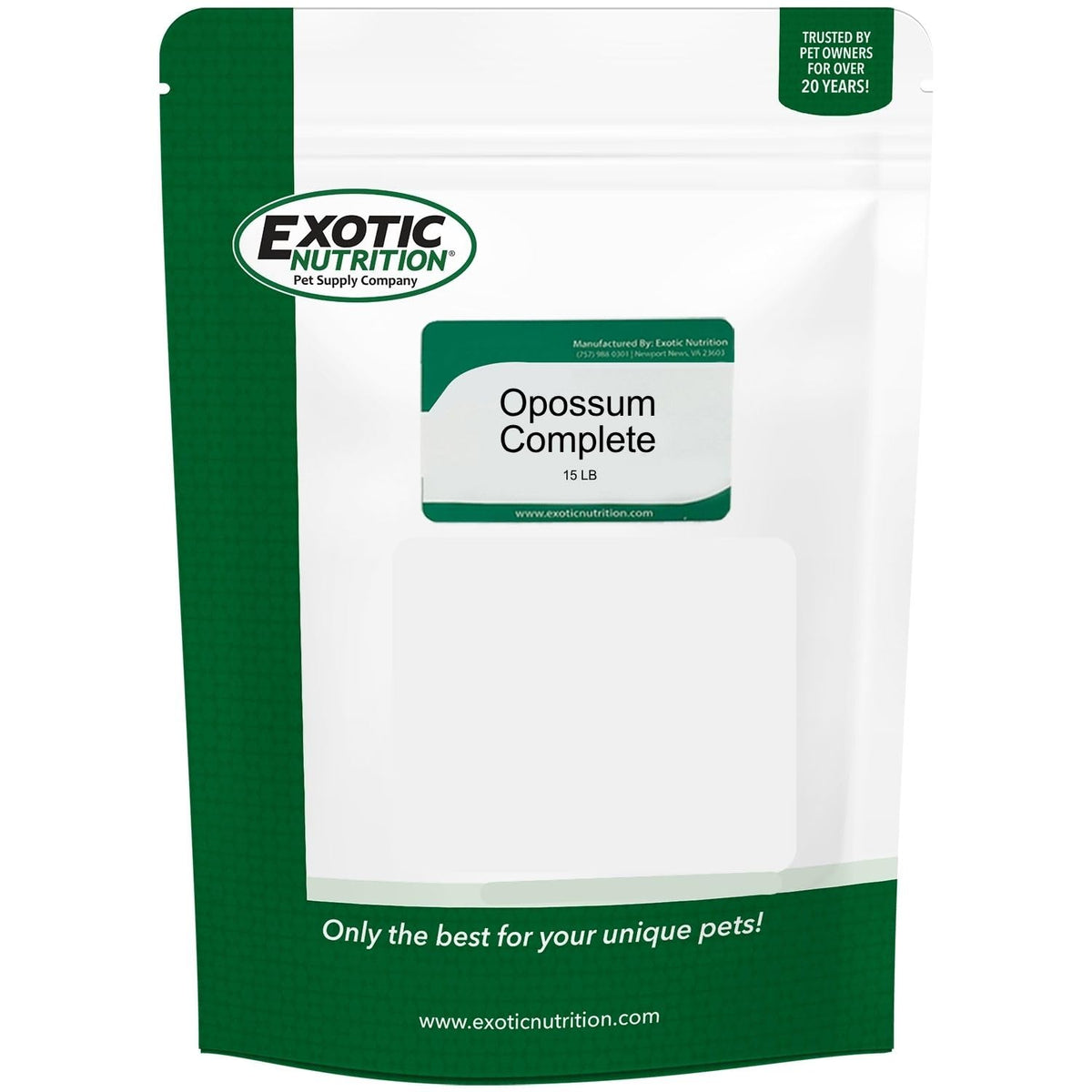 Exotic Nutrition Opossum Complete: granulés nourriture pour opossums