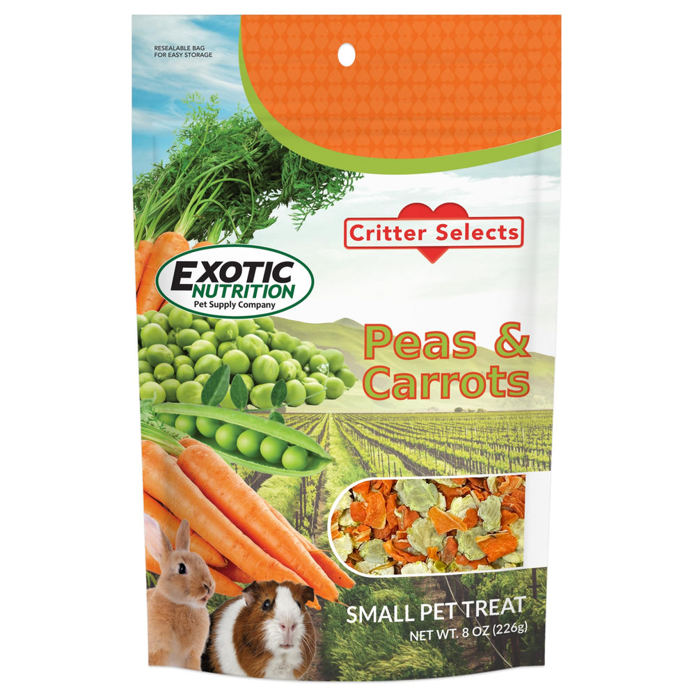 Exotic Nutrition pois et carottes en sachet 8oz, friandise saine.