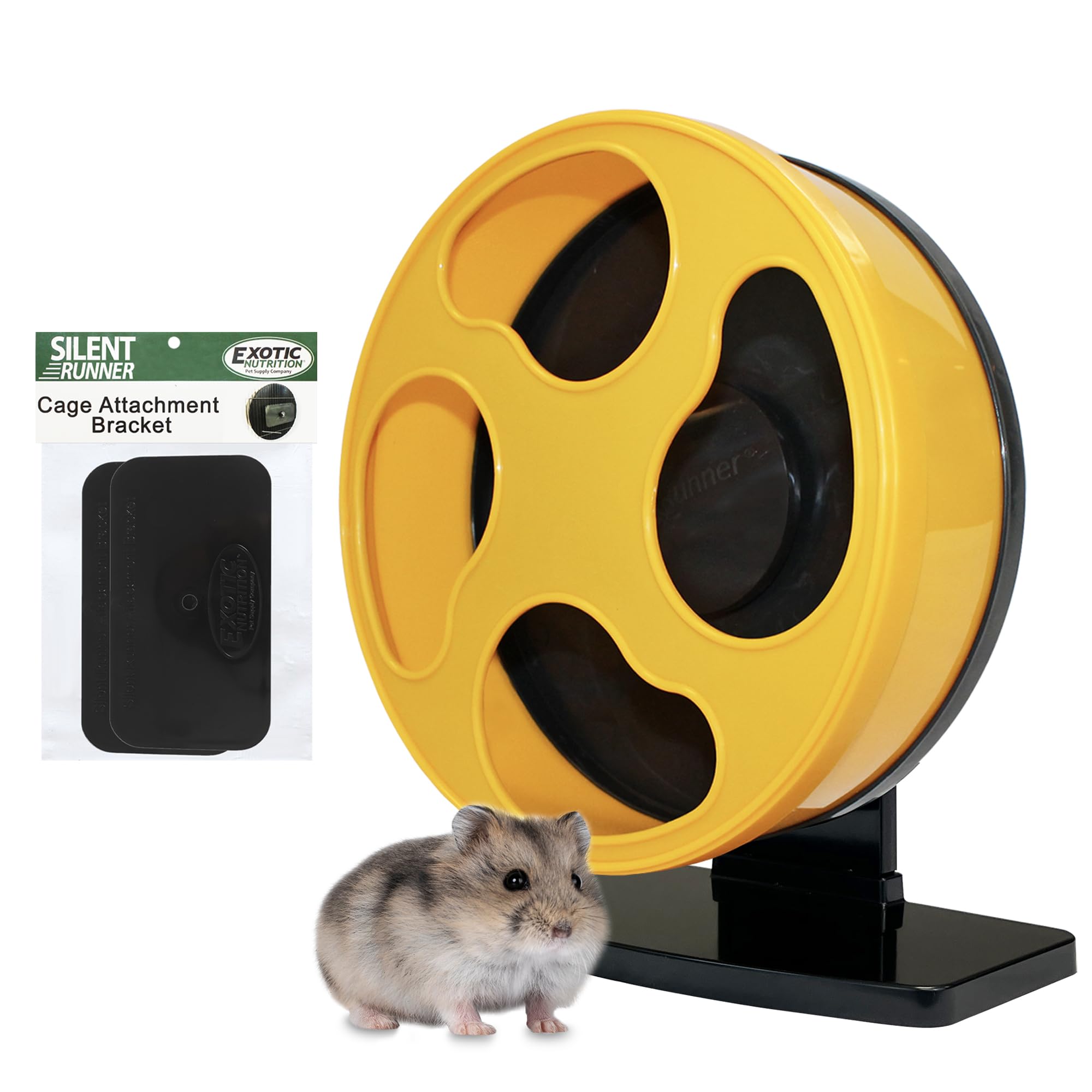 Exotic Nutrition Silent Runner 9 pouces jaune: roue silencieuse pour hamsters et gerbilles.