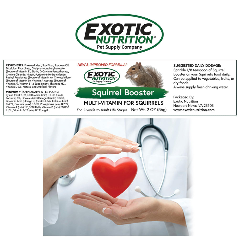 Exotic Nutrition Squirrel Booster – sante-digeste: levure Saccharomyces pour une digestion saine.