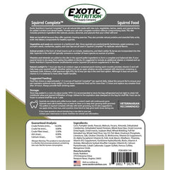 Emballage tub Exotic Nutrition Squirrel Complete, pratique et frais pour les repas des écureuils.