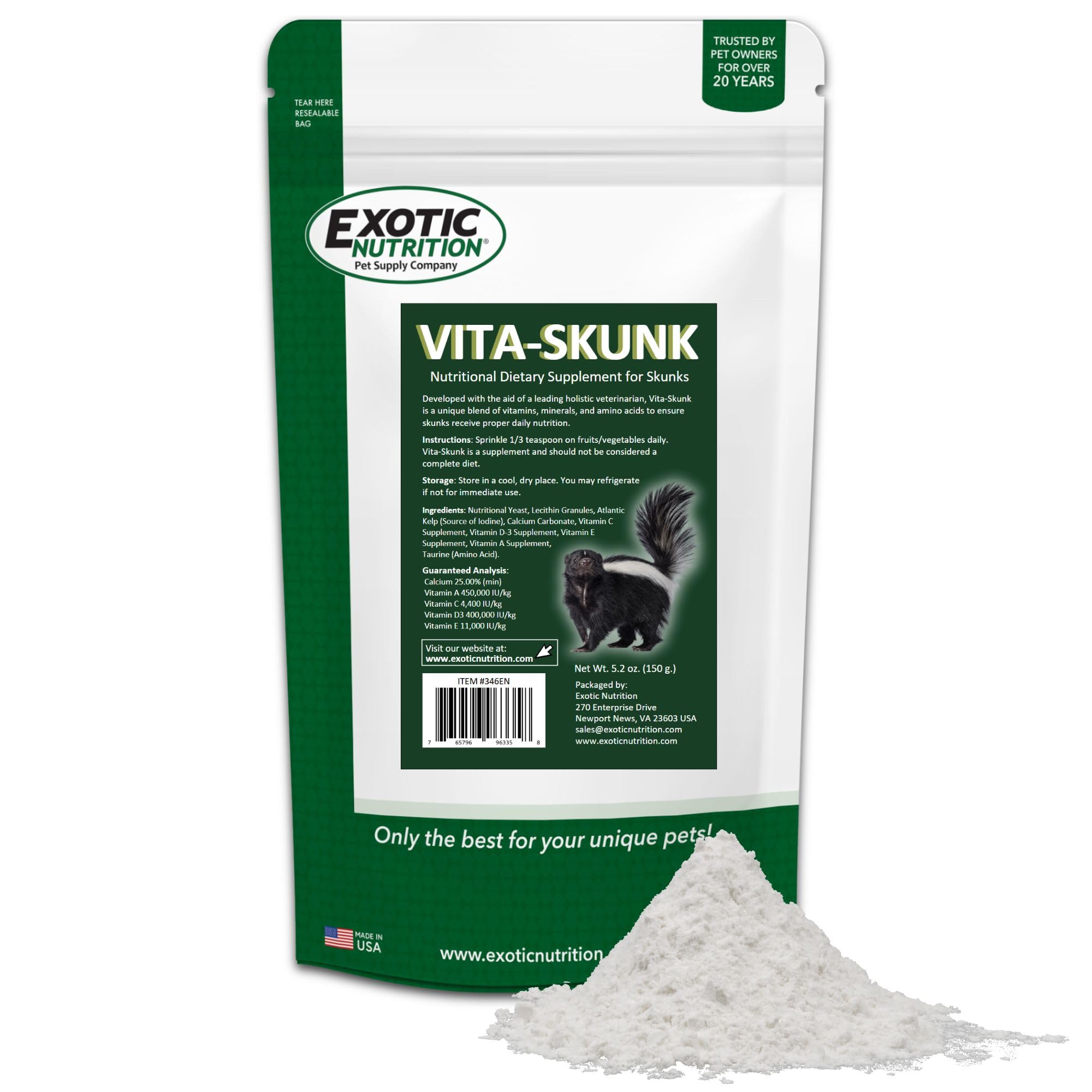 Vita-Skunk doseur — mesure précise pour ajouter le complément quotidien.