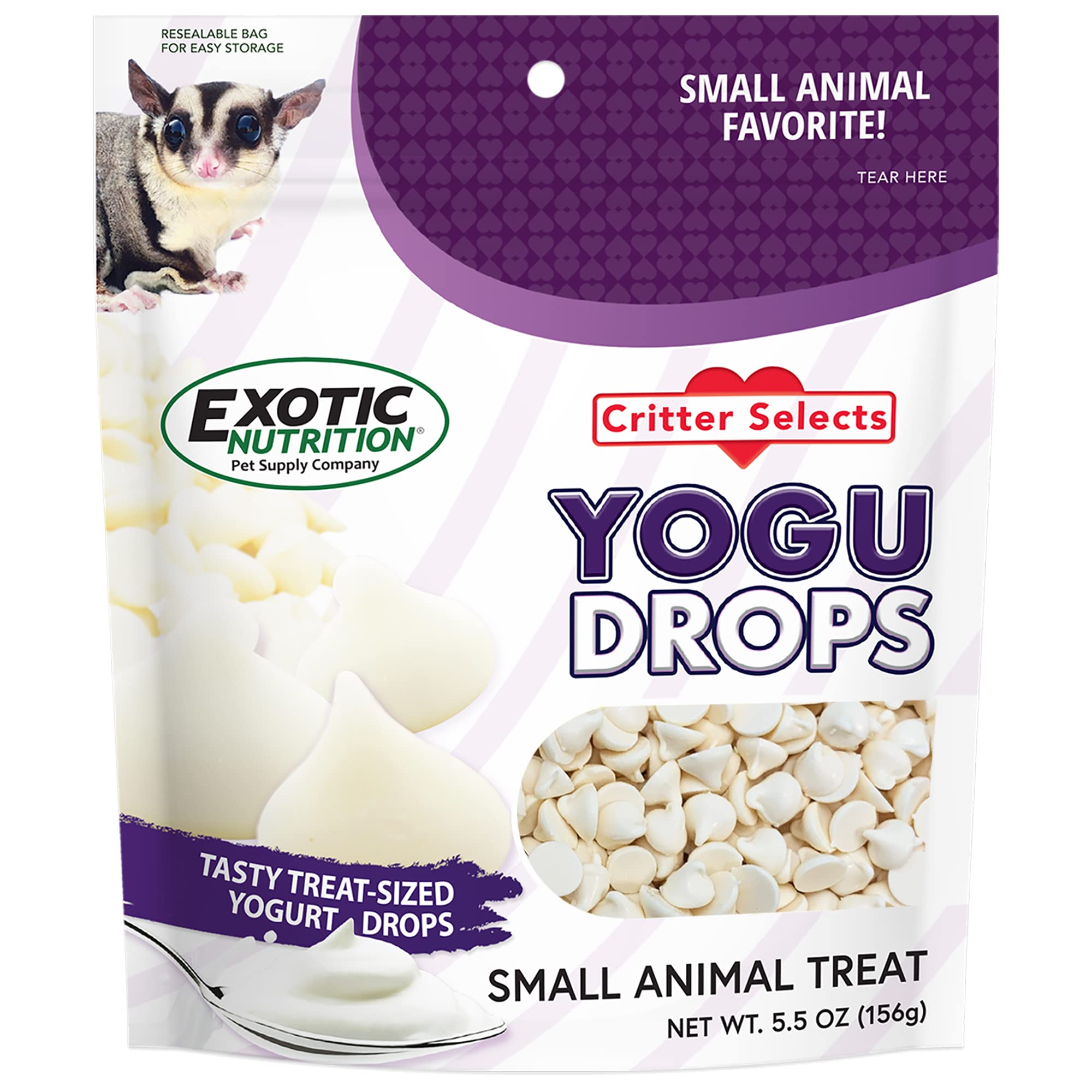 Exotic Nutrition Yogu Drops: boîte aperçue et friandise yaourt naturelle.