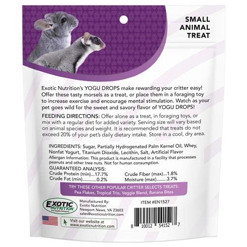 Récompense douce lors du dressage avec Exotic Nutrition Yogu Drops.
