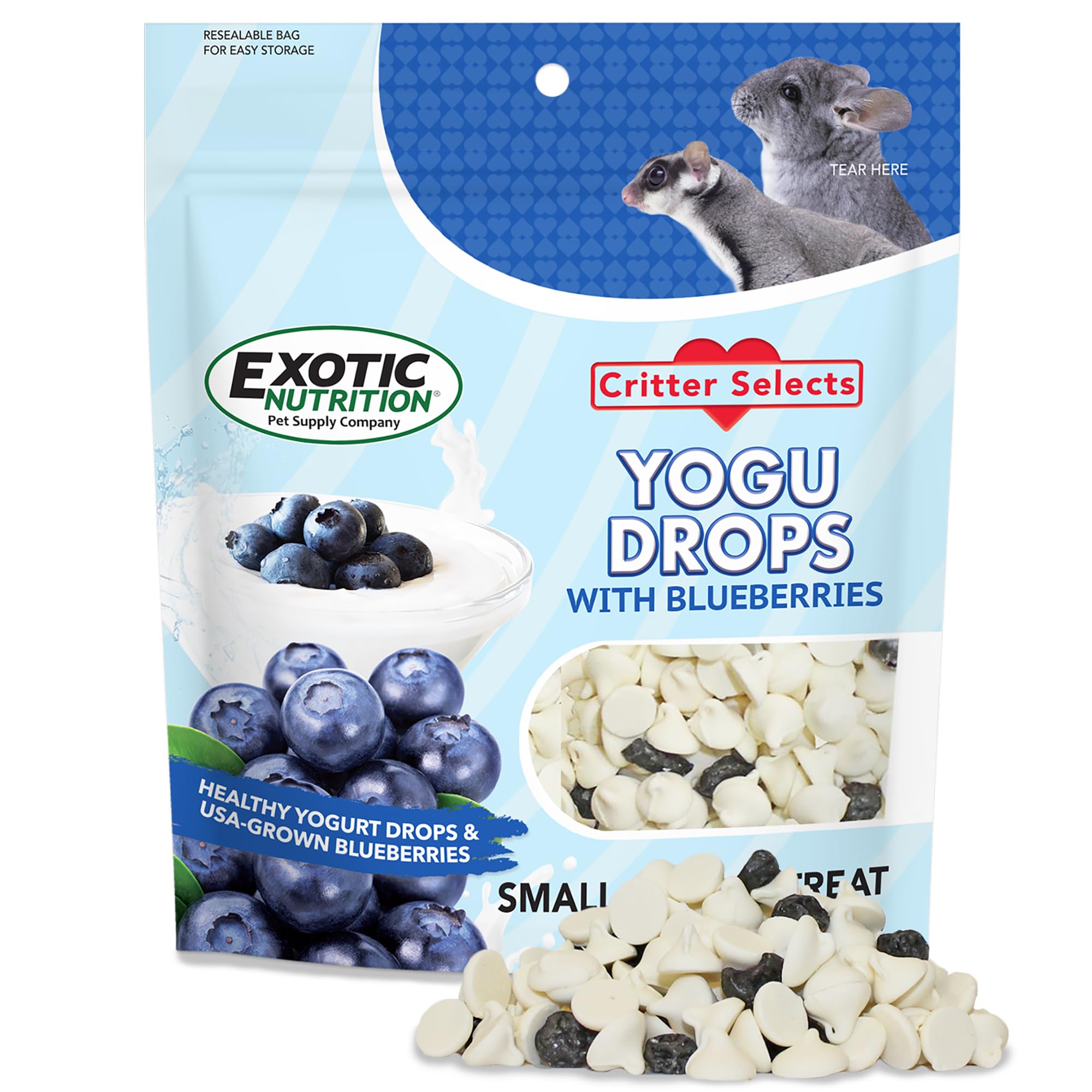Exotic Nutrition Yogu Drops Myrtille — emballage pratique pour récompenser les animaux