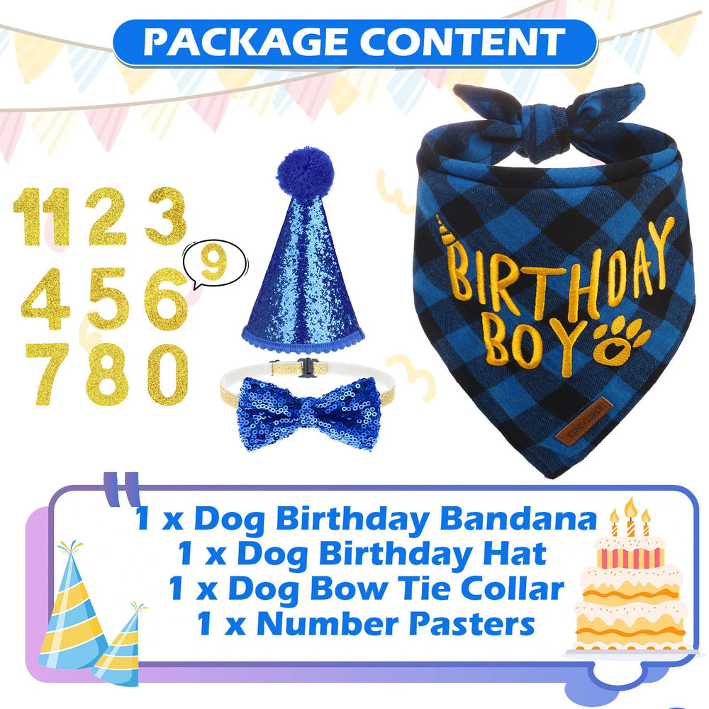 EXPAWLORER bandana bleu carreaux, habille votre chien avec style lors des fêtes.