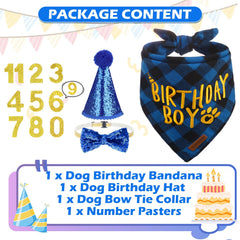EXPAWLORER bandana bleu carreaux, habille votre chien avec style lors des fêtes.
