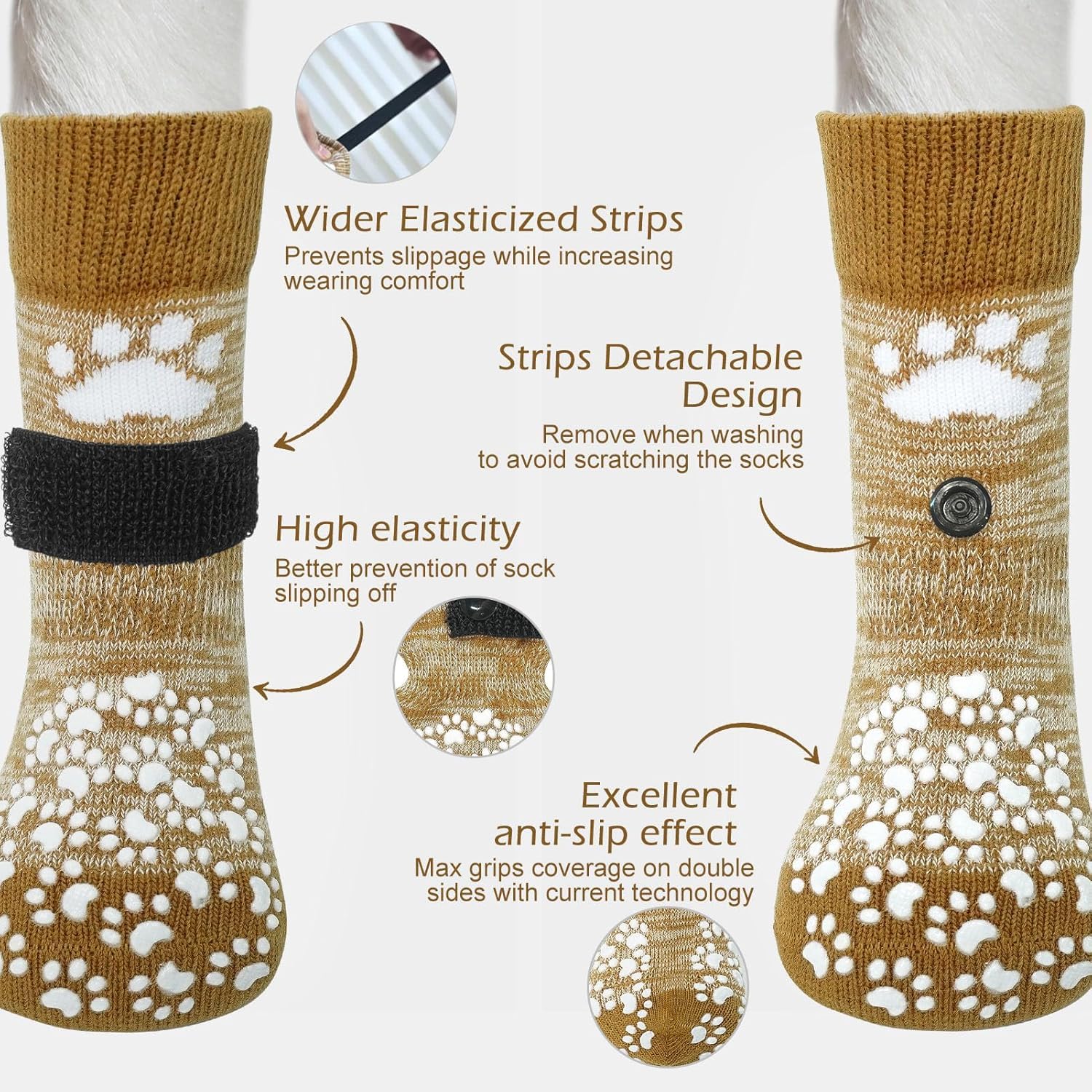 EXPAWLORER chaussettes-pattes avec traction double-face pour adhérence sur sols lisses.