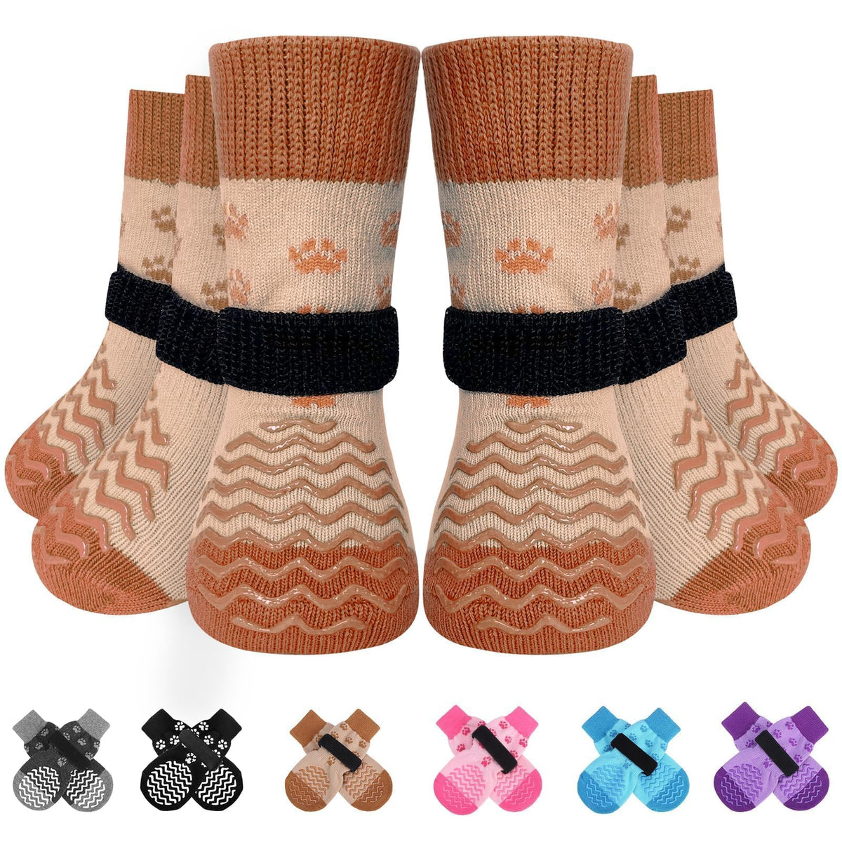 EXPAWLORER chaussettes anti-glisse pour chien avec grip double-face sur sols lisses