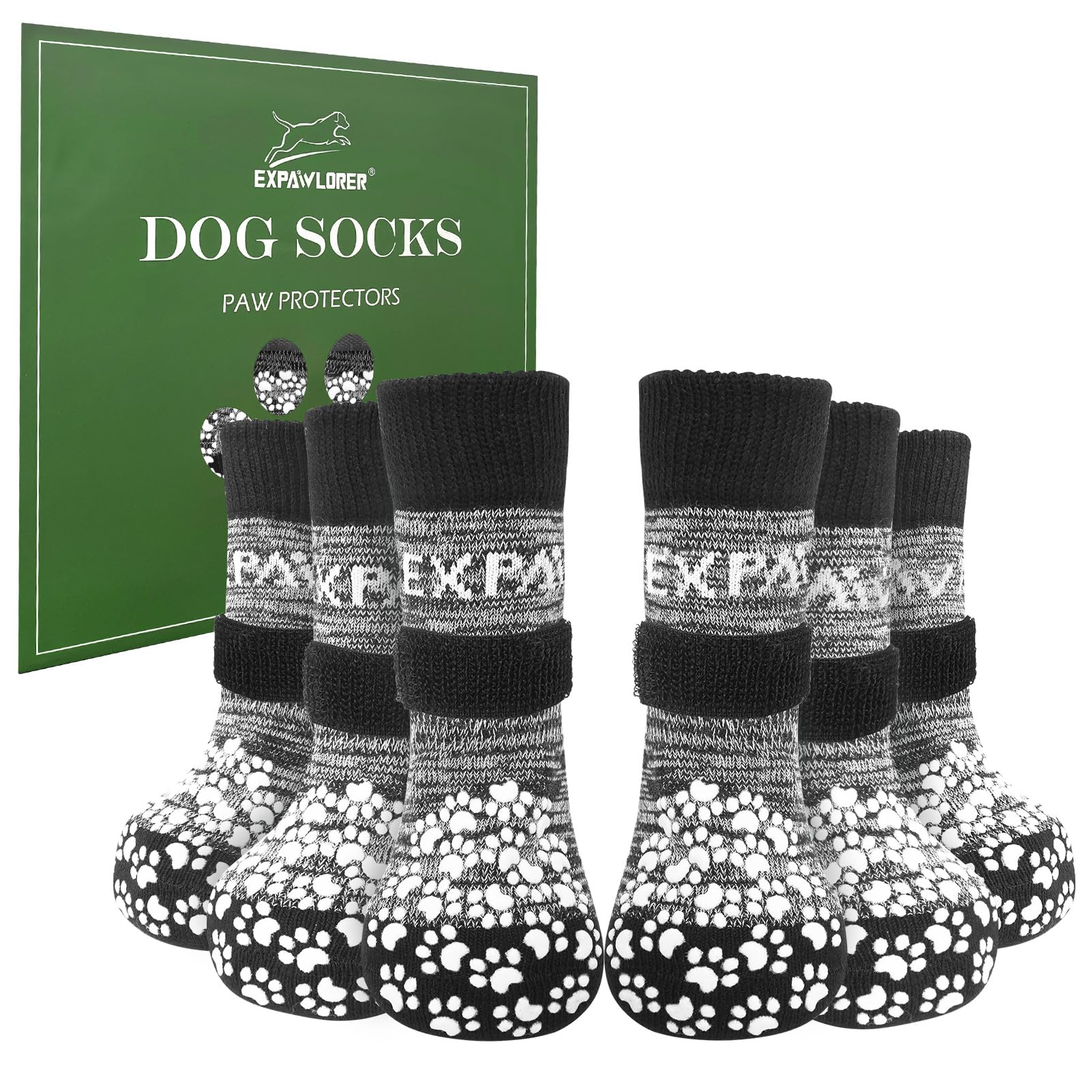 EXPAWLORER chaussettes anti-glisse pour chiens offrent une traction sur sols lisses.
