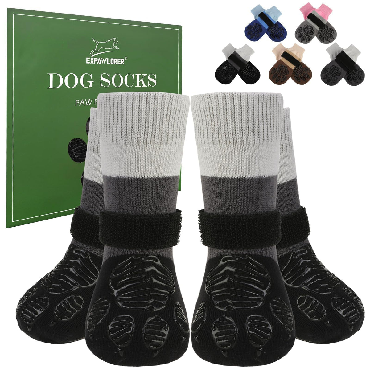 EXPAWLORER chaussettes anti-glisse pour pattes, traction sur sols lisses.
