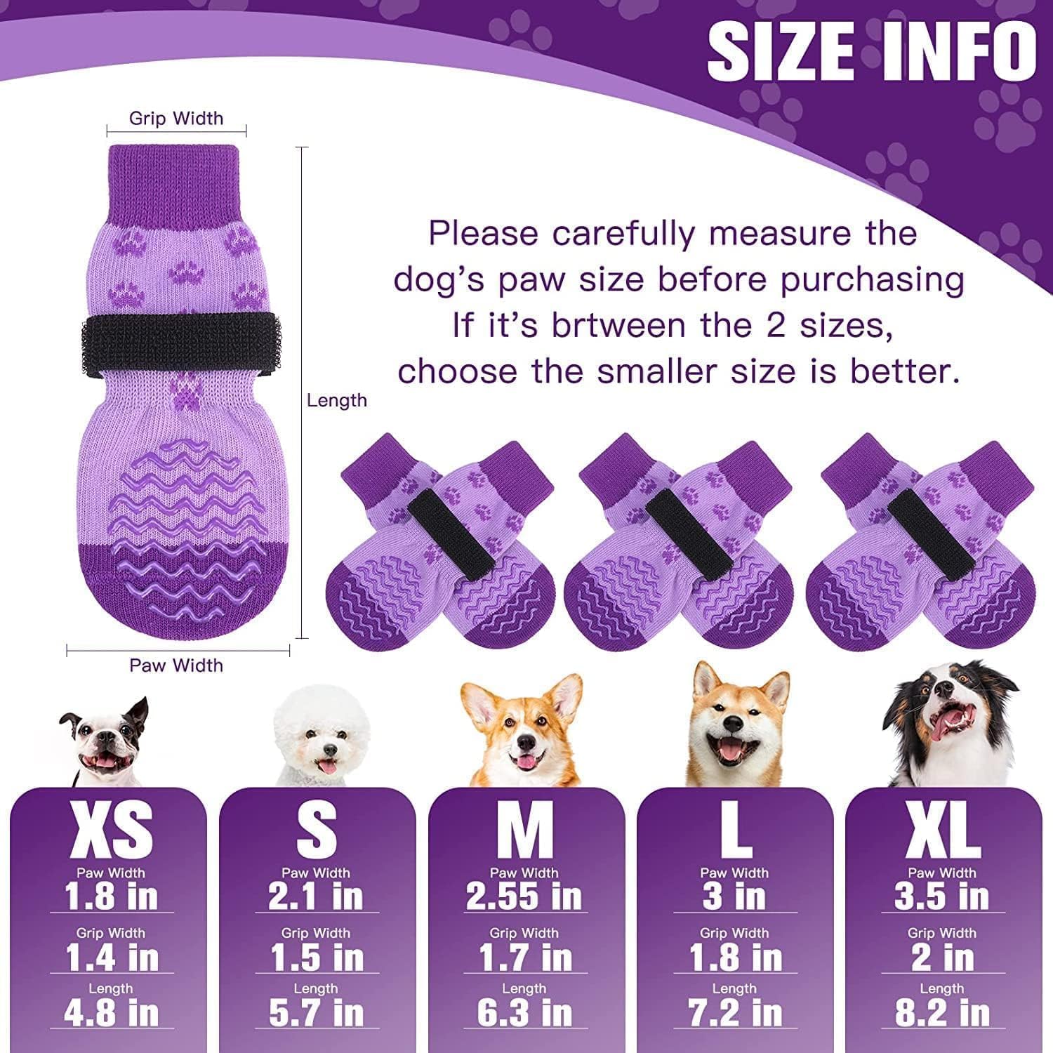 EXPAWLORER chaussettes antiderapantes pour pattes de chien, adhérence double-face.