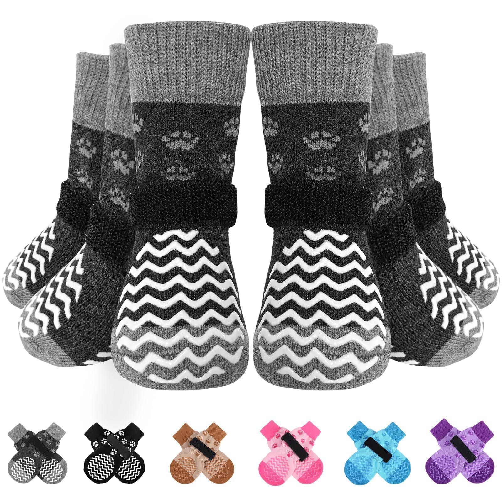 EXPAWLORER Chaussettes Antiderapantes pour Pattes: traction accrue sur sols lis