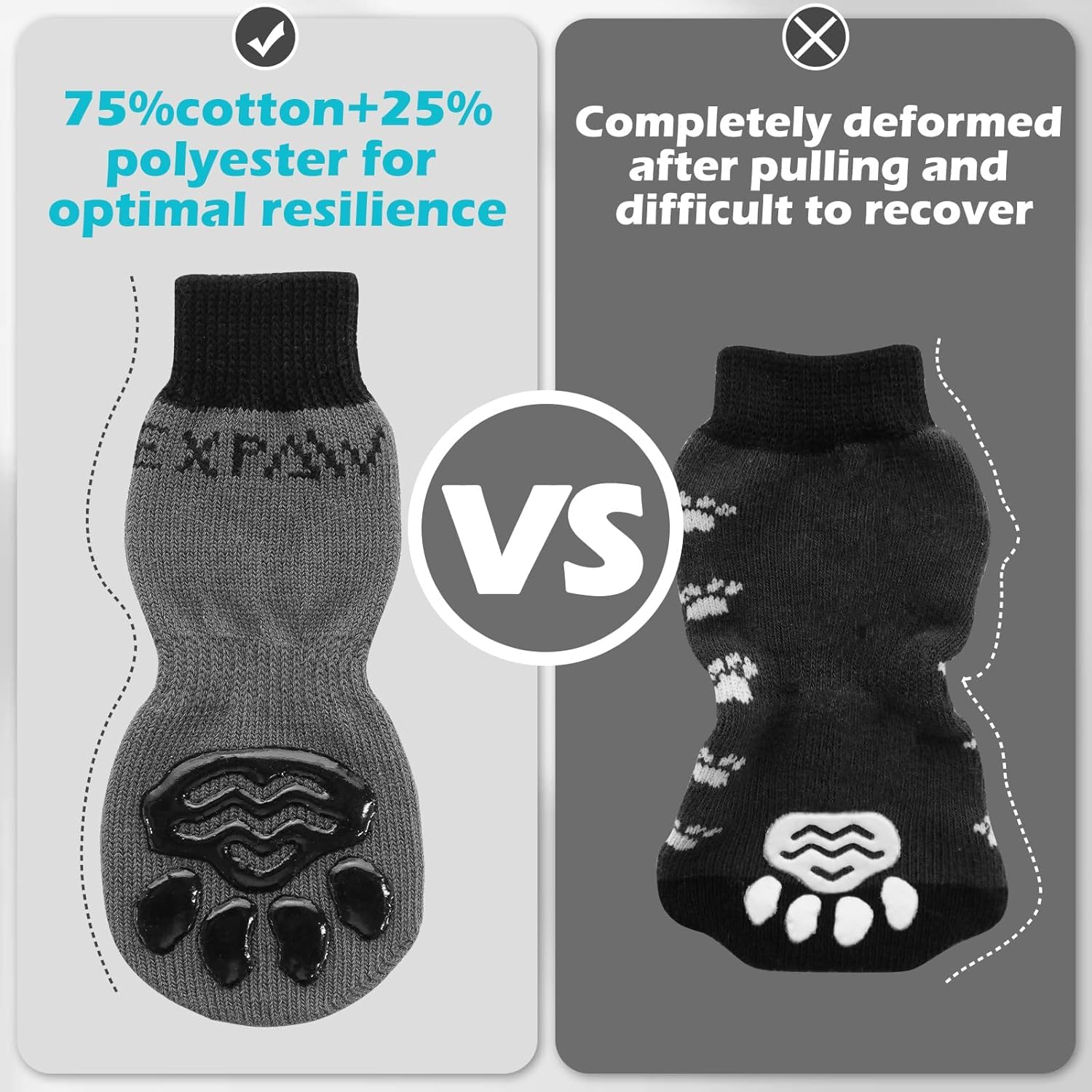 EXPAWLORER chaussettes chien ajustement facile avec bandes amovibles