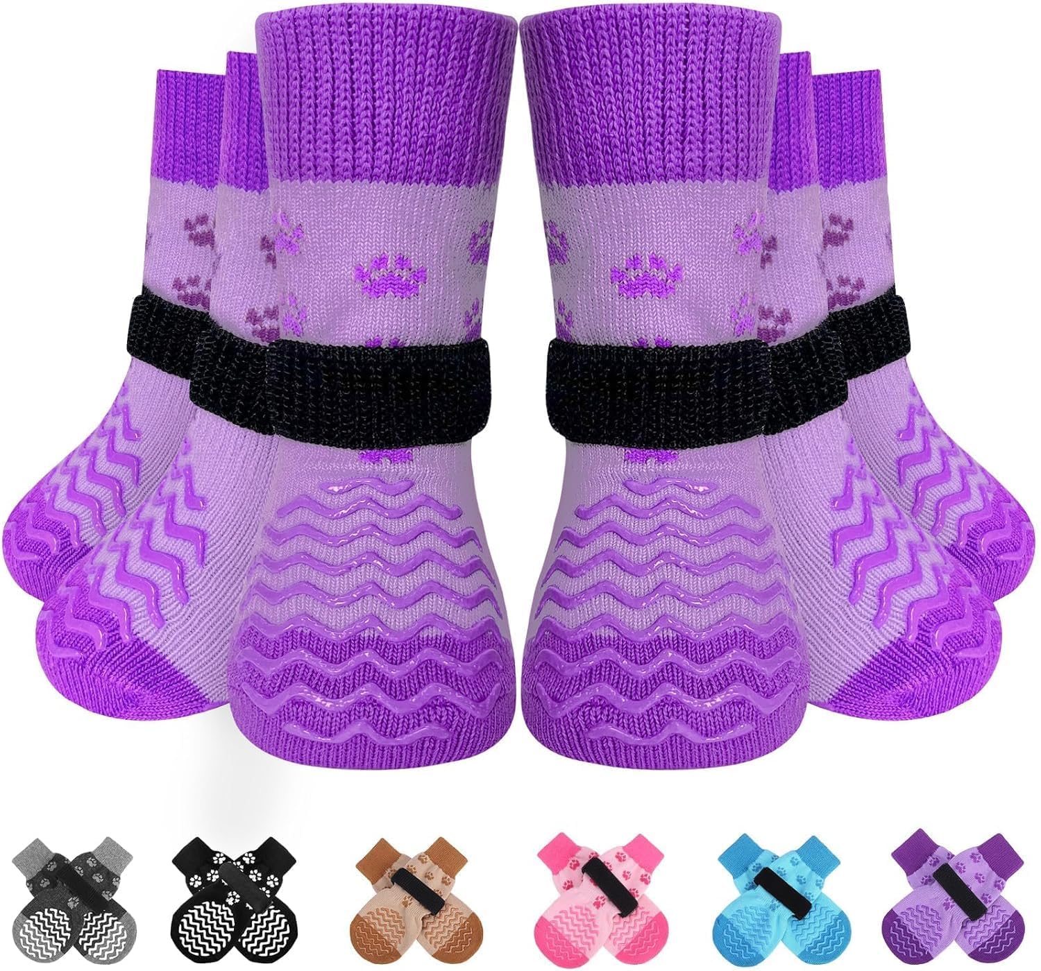 EXPAWLORER chaussettes chien anti derapantes pour traction sur sols lisses