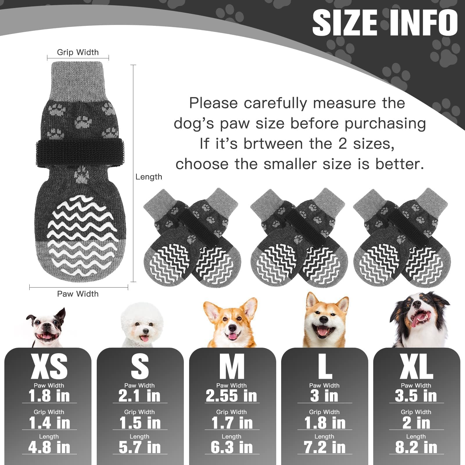 EXPAWLORER chaussettes grip double-face, stabilité pour chiens actifs.