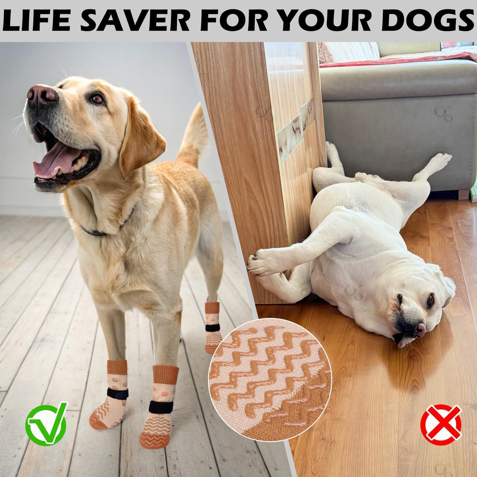 EXPAWLORER chaussettes grip double-face offrant stabilité