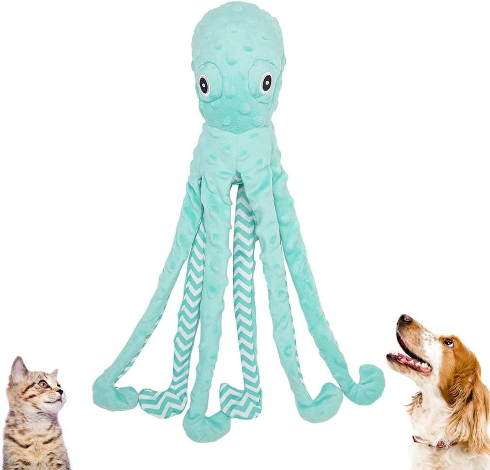 EXPAWLORER Pieuvre pour chien, jouet doux de 17 pouces pour mâchouiller et jouer.