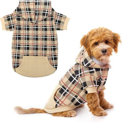 EXPAWLORER pull-chien plaid beige pour garder votre compagnon chic et confortable.