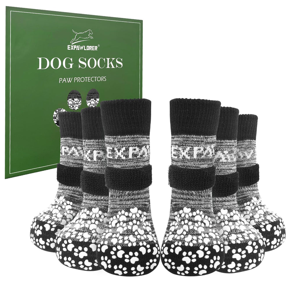 EXPAWLORER chaussettes anti-glisse pour pattes, traction accrue sur sols lisses.