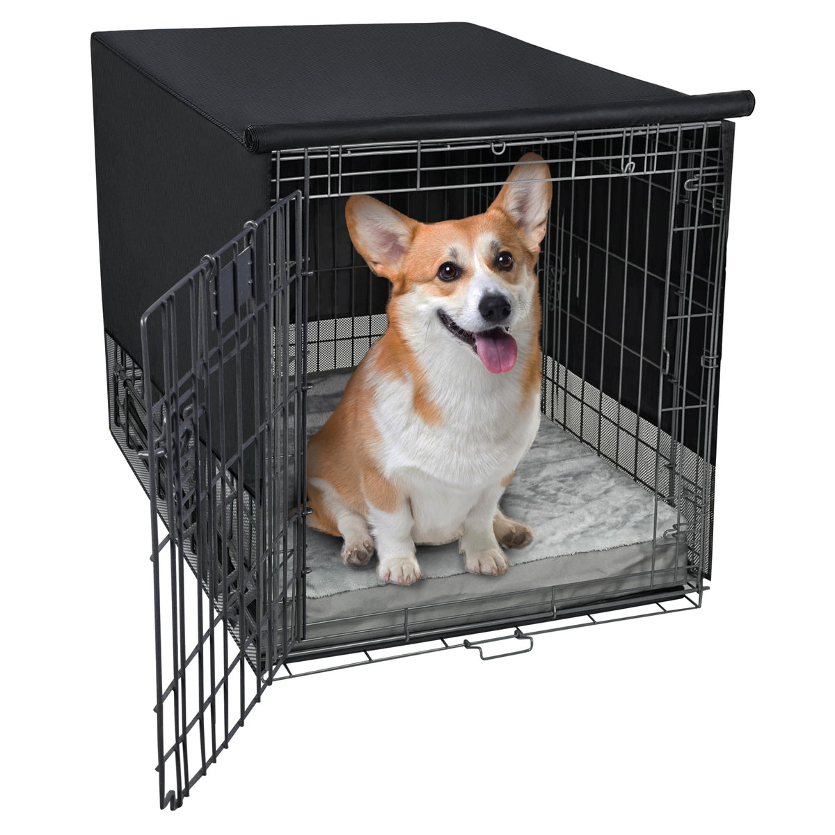 Explore Land couvre-cage chien 4 cotes maille pour ventilation constante et confort.