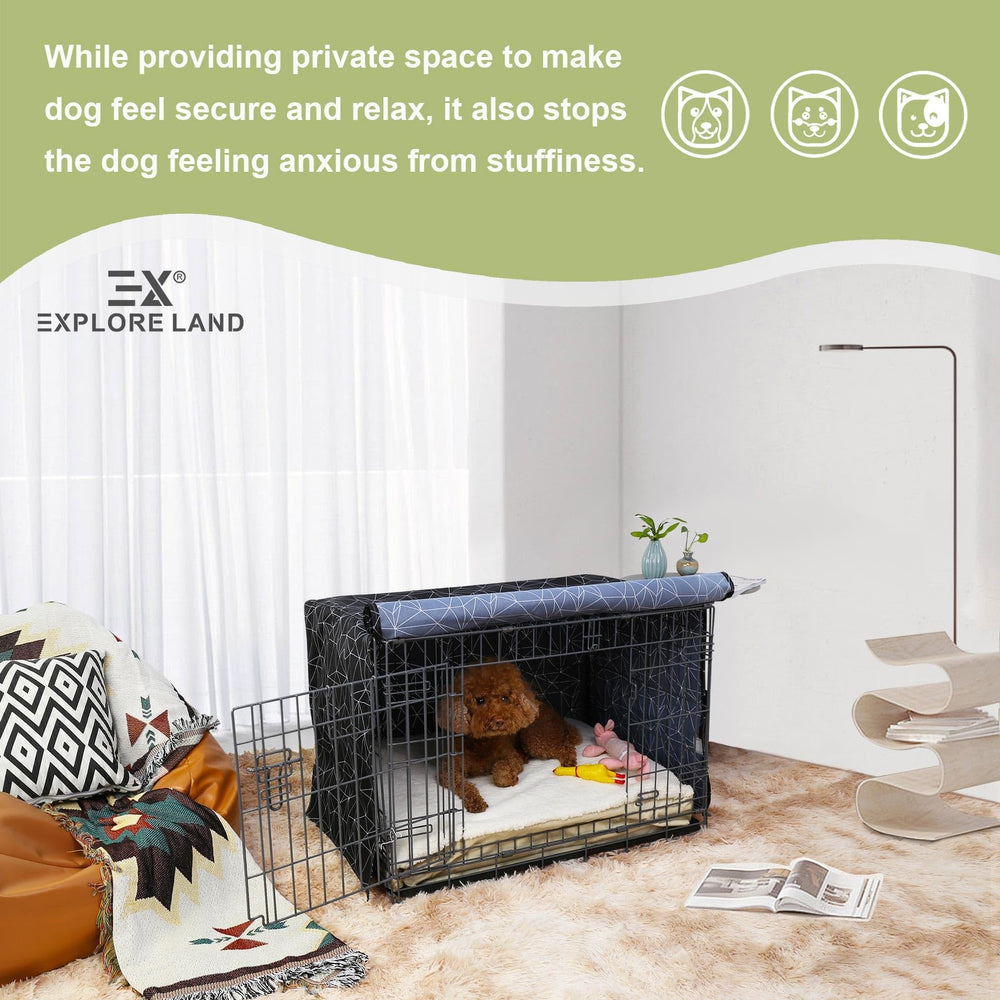 Explore Land couverture cage chien 42 pouces motif – adaptation universelle 1/2/3 portes.