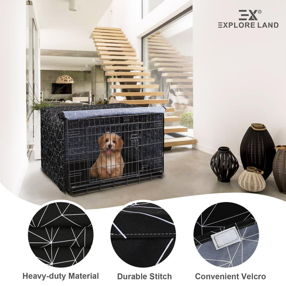Explore Land couverture cage chien 42 pouces motif – protection légère contre soleil et vent.
