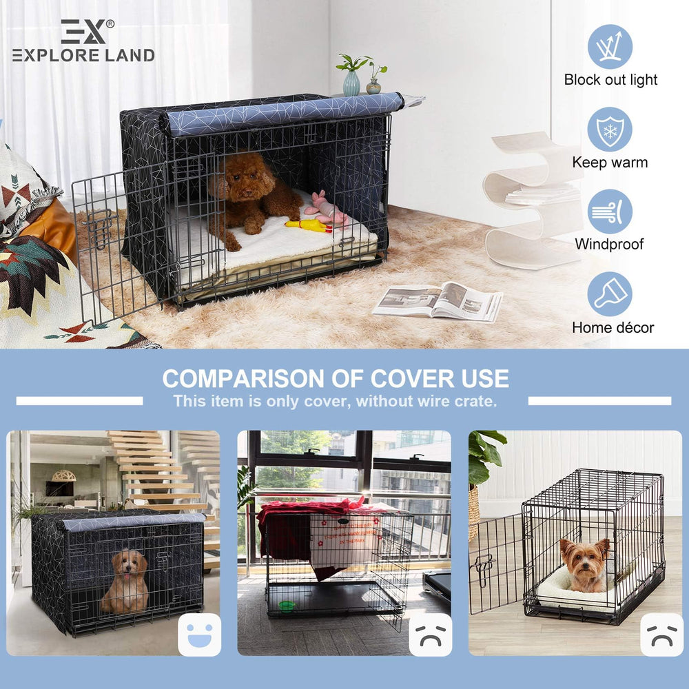 Explore Land housse cage chien 36 pouces avec ouvertures pour ventilation.