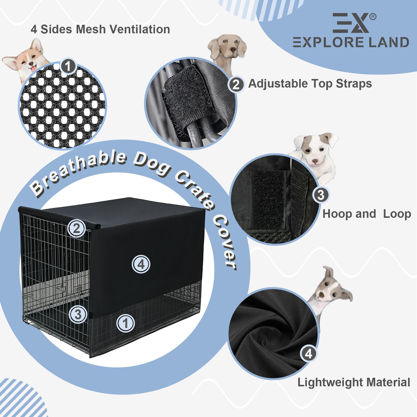 Explore Land housse cage chien 24 pouces – espace apaisant favorisant le calme