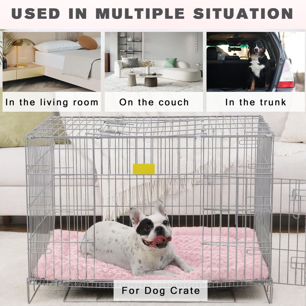 Exsnugy matelas rectangle chien rose, usage polyvalent en caisse et lit surélevé.