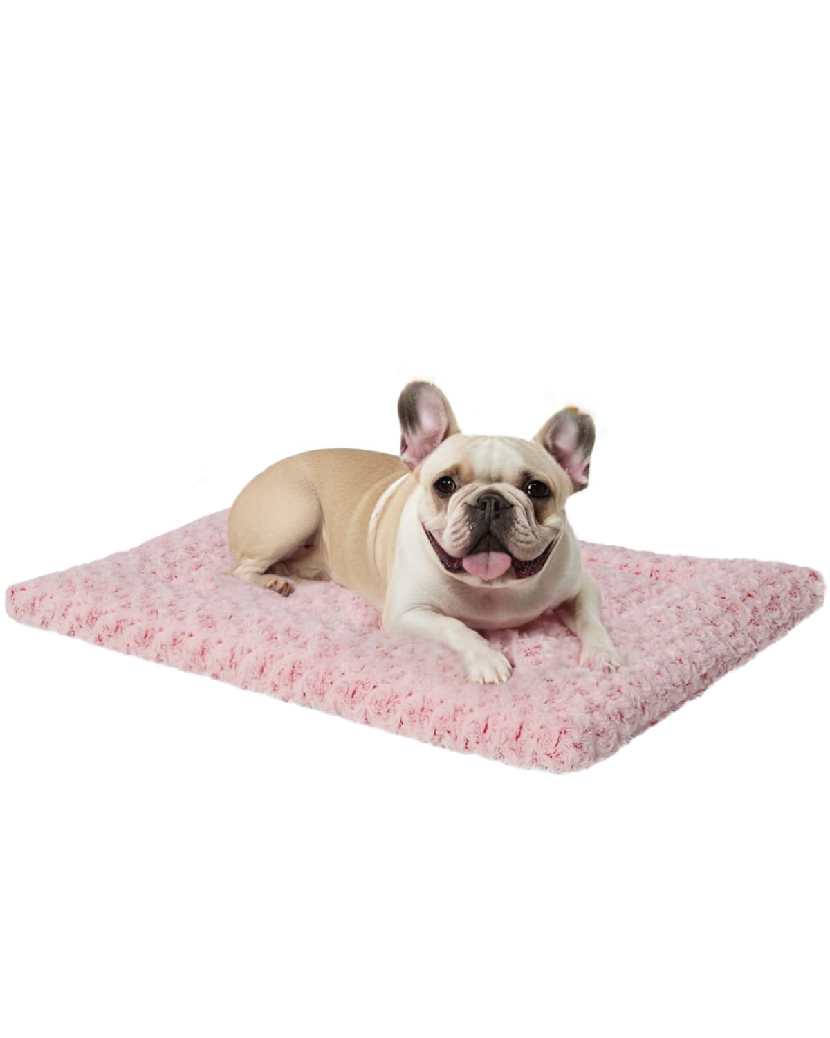 Exsnugy tapis-chien-lavable-rectangulaire-rose, surface confortable pour le repos.