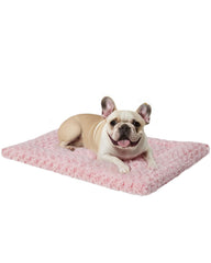 Exsnugy tapis-chien-lavable-rectangulaire-rose, surface confortable pour le repos.