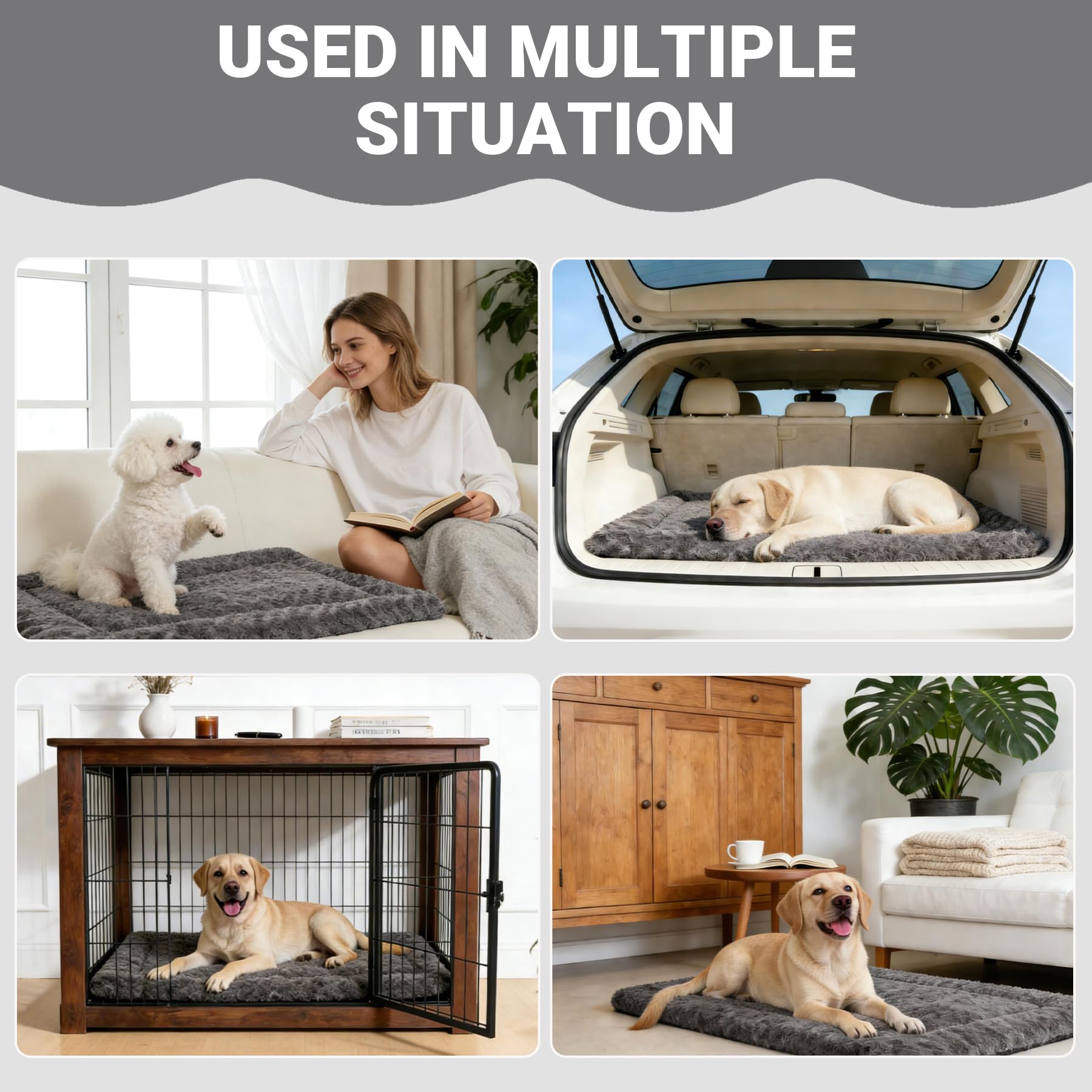 Exsnugy Tapis lit chien grand format 41x27 parfait pour grands chiens