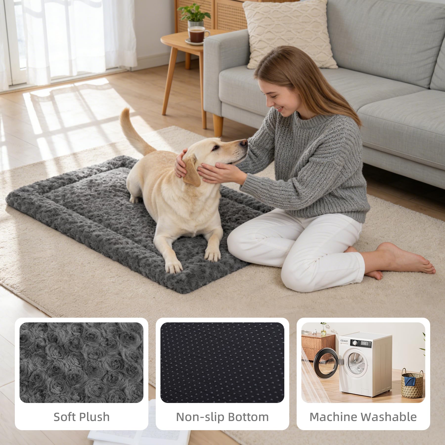 Exsnugy Tapis lit chien adaptable caisses et lits surélevés