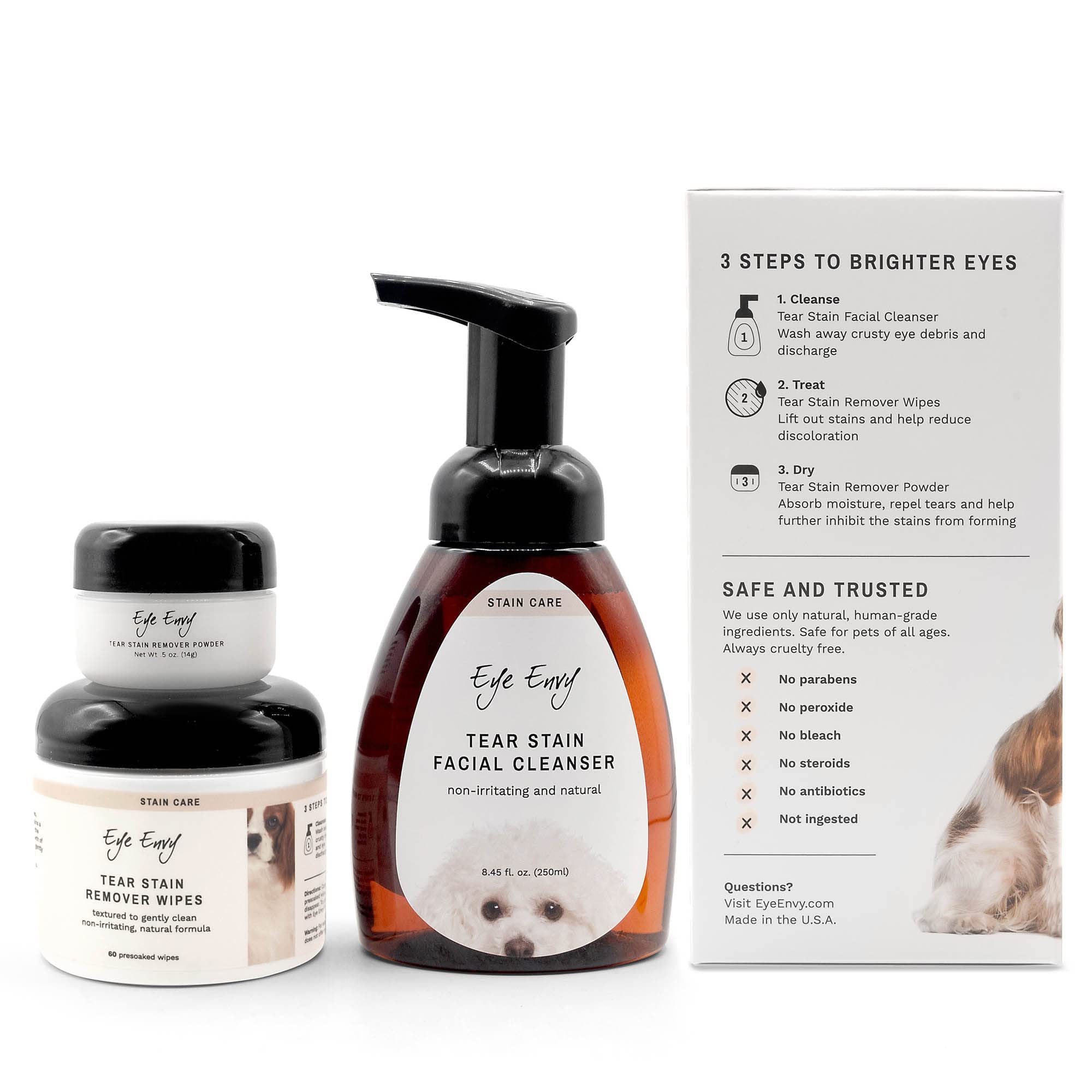 Eye Envy lingettes-taches-larmes-chien : éliminent les pigments et facilitent le soin quotidien.