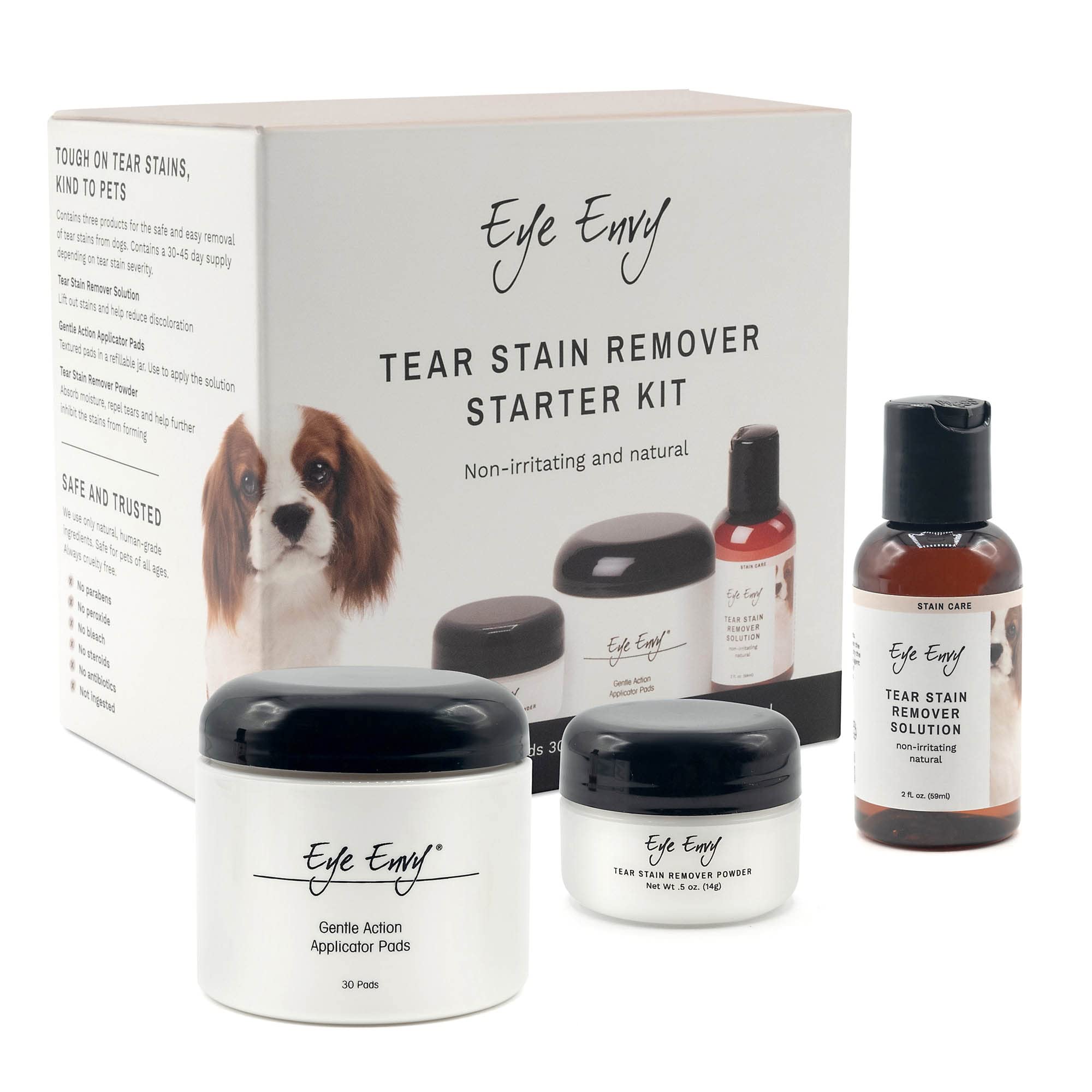 Eye Envy – solution taches-larmes chien pour nettoyer autour des yeux en douceur.